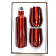 Color Custom 500ml Wine bottle and Two Egg shape Bottle Double Wall Vacuum Insulated  Wine Bottle  Christmas Gift Set With Box